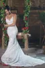 New Sexy Full Lace Mermaid Wedding Dresses Spaghetti Strap Abrir Voltar Varrer Sheer Vestido de Noiva Train vestidos de noiva Vestidos de noiva