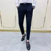 Mens Pants Casual Slim Fit Mens Dress Pants Streetwear Full Längd Suit Pant Men 34 Högkvalitativa herrar Kontorsbyxor alla matchar alla