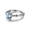 Creative Bamboo Simple Ring Natural Aquamarine Plated 18k Engagement Jewelry Women Wild Fashion Supply J194