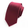 Luxe 1200 Naalden 6 cm Effen Kleur Skinny Tie Man Formele Jurk ACC Silk Tie Bruiloft Zakelijke Stropdas Zwart Rood Slanke Gravata