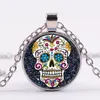 Hänghalsband mexikanska sockerskalle dag av det döda halsbandet svarta kedja skelett glas smycken klassiska XL15265710285412190