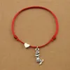 20 sztuk / partia Red String Cords Love Heart Mermaid Charm Bransoletki Dla Kobiet Kochanek Biżuteria Prezenty