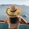 Party Favor Personalized Custom Heart LOGO Your Name Women Sun Large Brim Straw Outdoor Beach hat Summer Autumn Caps Honeymoon2707