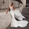 Mermaid Wedding Dresses with Wrap One Shoulder Illusion Lace Top Beach Wedding Gowns Bohemian Bride Dress
