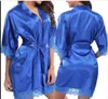 couleurs sexy femmes de nuit en vrac solide à court peau manches dames femmes de nuit sexy chemise de nuit en satin de soie Babydoll dentelle Robes sommeil Robe