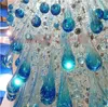 Mediterranean European and American style aqua blue crystal ceiling lamp living room pendant lamp hotel project pendant lights