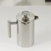 350/800 / 1000mlコーヒーポットフレンチプレスコーヒーメーカー二重壁ステンレス鋼Cafetiere Teaメーカー鍋レスターフィルターGGA3697-2