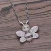 Pendant Necklaces Brass Setting CZ Bee Iced Out Cubic Zircon Necklace Hip Hop Gift Jewelry Bling CN20313215860