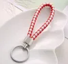 Ny PU Läder Flätad Vävd Keychain Rep Ringar Passande DIY Circle Pendant Nyckel Kedjor Hållare Bil nyckelringar Eppacket Gratis