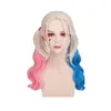 Kostiumy Dziewczyna Suicide Squad Harley Quinn Peruki Cosplay Peluca Kręcone Syntetyczne Ponytail Wig Odporne na ciepło Włosy Halloween Peruki Kostiumy Różowe