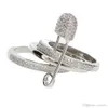 2019 modieuze drie vinger ringen met pins stack ontwerp veiligheid pin ontwerper unieke fijne elegante vrouwen sieraden punk stapel ring