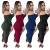 Womens Slash Neck Slanke Jurk Lange Mouw Effen Kleur Knit Jurk Famale Sexy Bodycon Jurken