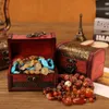 Vintage biżuteria Organizator organizator mini mini drewniany wzór kwiatowy metalowy pojemnik ręcznie robione drewniane małe pudełka LX2886