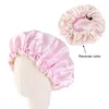 Solid Headwear Cute Hat Hair Accessories Baby Silky Satin Bonnet Double Layer Adjustable Sleep Cap Girl Night Turban Children