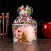 PVC Transparent Candy Box Christmas Decoration Gift Wrap Box Packaging Santa Claus Snowman Candy Apple Boxes Party Supplies RRA3515
