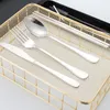 Creative Portable Reusable Flatware Stainless Steel Straw Cleaning Brushs Spoon Fork Chopsticks 7pcs Sets With Boxes Kitchen Tools