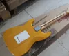 Guitare électrique jaune personnalisée en usine avec manche en érable, pickguard blanc, matériel chromé, 22 frettes, peut être personnalisé