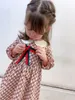 الفتيات مصمم اللباس الاطفال إلكتروني مطبوعة الأميرة اللباس جديد الخريف 2020 الأطفال طوق القطن طويل الأكمام مطوي اللباس S546