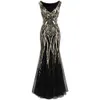 Angel-fashions Bateau Boat Neck Vintage Golden Sequin Ball Gown Long Prom Dresses 377 Y200710