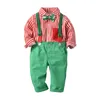 Nyaste barn Baby Boys Christmas Clothing Set Långärmad tröja + Suspender Byxor 2st / set Outfits Suit för Toddler Boys 12m-4t