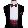 Fluga Cummerbund För män Röd slips Dinosaur fluga Self Set Burgundy Designer Smoking Suit Barry.Wang YF-10081