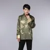 8 Color Chinese Shirt Traditional Chinese Clothing for Men Top Men Tang Suit Dragon Satin Long Sleeve Costume Retro260R