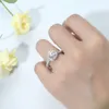 Romantic 14K White Gold Center 1.5ct 7mm Cushion Cut Moissanite Halo Engagement Ring for Women Wedding T200905