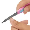 Nail Art Acciaio inossidabile Doppia testa Lima per unghie Pelle morta Forchetta Manico in plastica Strumento esfoliante per manicure per unghie