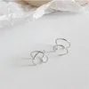 AprilGrass Brand Designer 100% 925 Sterling Silver No Piercing Double-layer Lines & ed "X" Shaped Gold Ear Cuff Clip Earrings for Women6460507