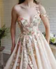 One Shoulder 3D Floral Long A-Line Tulle Prom Dresses Sexy Junior Special Dress Lace Applique Beaded Split Floor Length Formal Party Evening