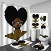 Moda Suya Duş Perde Kadınlar Banyo Setleri Afrikalı Amerikan Kız Kaymaz Hamamı Halı Tuvalet Kapak Banyo Halısı ile Kancalar L91FA ayarlar