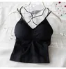 2020 haut court femmes Sexy coupe dentelle évider soutien-gorge Bustier à bretelles croisées recadrée Blusas pansement licou hauts noirs Camis blanc