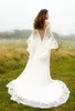 Vintage Hippie Style Full Lace Wedding Dress ALine Long Flare Sleeves Autumn Spring Medieval Gowns Country Gothic Celtic Bridal D1014270