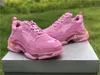 Triple S Pink Boots Middenol Triple-S Platform Mannen Vrouwen Chaussures Parijs Clear Sole Bubble Dad Shoes 17FW Outdoor Schoenen met originele doos