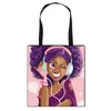 Borse da donna stampate Nuovo stile 58 colori Afro Lady Cartoon Shopping Bag Borse a tracolla pieghevoli portatili Borsa a tracolla grande da donna