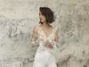 2021 Jumpsuits Bridal Outfit Beach Wedding Dresses Ankle Length Lace Long Sleeves Brides Reception Gowns Sheath Boho Women Pants S7640526