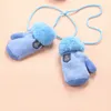 2020 New Baby Size Vintage Wave Knit And Fleece Mittens For 1-3 Years Thick Style Winter Warm Gloves With Hang Rope