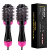 Ett steg torktumare borste och hår curlers 2 i 1 Volumizer Blower Hot Comb Rätare Värme Curling Iron Hair Styling Tools DS