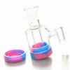 Mini-Glas-Asche-Fänger mit Silikonbehälter mit Silikonbehälter 14mm Rauchglasplatte Rechnungsgelenk-Fängeradapter für schwere Bong-Wasser-Rohröl-Rig-Ashcatcher