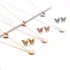 Gold Silver Rose Gold Butterfly Chain Necklace Pendant Earrings Sweet Butterfly Jewlery Sets for Women Gift Fahion Clavicle Chain Jewelry