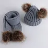 Pom Pom Hat Bufanda Set Niños Invierno Acrílico Beorías Real Part Pompon Cap Chica Cálido Punto Sólido Pink Blanco Sombreros Bufandas