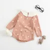 Baby lente herfst kleding schattige pasgeboren baby baby meisje katoen romper gebreide stip massieve kleding warme outfit200n9472395