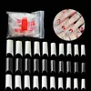 500pcs per väska Franska Big C Fake Nails Half Cover Ballerina False Nail Clear Natural Flat Shape Stickers