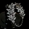 ASNORA Fashion women's hair with bridal jewelry Tiara wedding headband jewelry leaves leaves headband zirconia crystal crown T200110