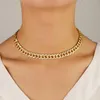 2020 Gold gefüllter Rock-Stil Miami Cuban Chain Choker-Schmuck mit Regenbogen-Baguette-CZ-CZ-Charme Iced Out Damen-Hip-Hop-Halsketten318R