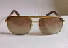 Klassieke vierkante houding zonnebril voor mannen metalen goud frame bruine gradiëntlens 59 mm heren vintage zonnebril UV400 Predection Eyew297K