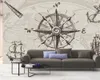 American Vintage Wallpaper Nordic Small Fresh Nautical TV Background Wall HD Superior Interior Decorations Wallpaper