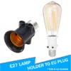 AC100-240V 4A E27 Plug Lampor Baser LED Bulb Adapter Lamphållare Base Skruv Ljusuttag Konverter E27 Gränssnitt Skift till 2pin EU