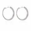 Luksusowy Kryształ Pełny Rhinestone Duży Hoop Kolczyk Klasyczny Duży Okrąg Huggies Silver Plated Moda Kolczyki Dla Kobiet Biżuteria