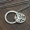 Colar de ouro feminino Nome personalizado Gravado Colares de Pedra Vintage Chain de Jóias Árvore de família de vida Pingente para vovó